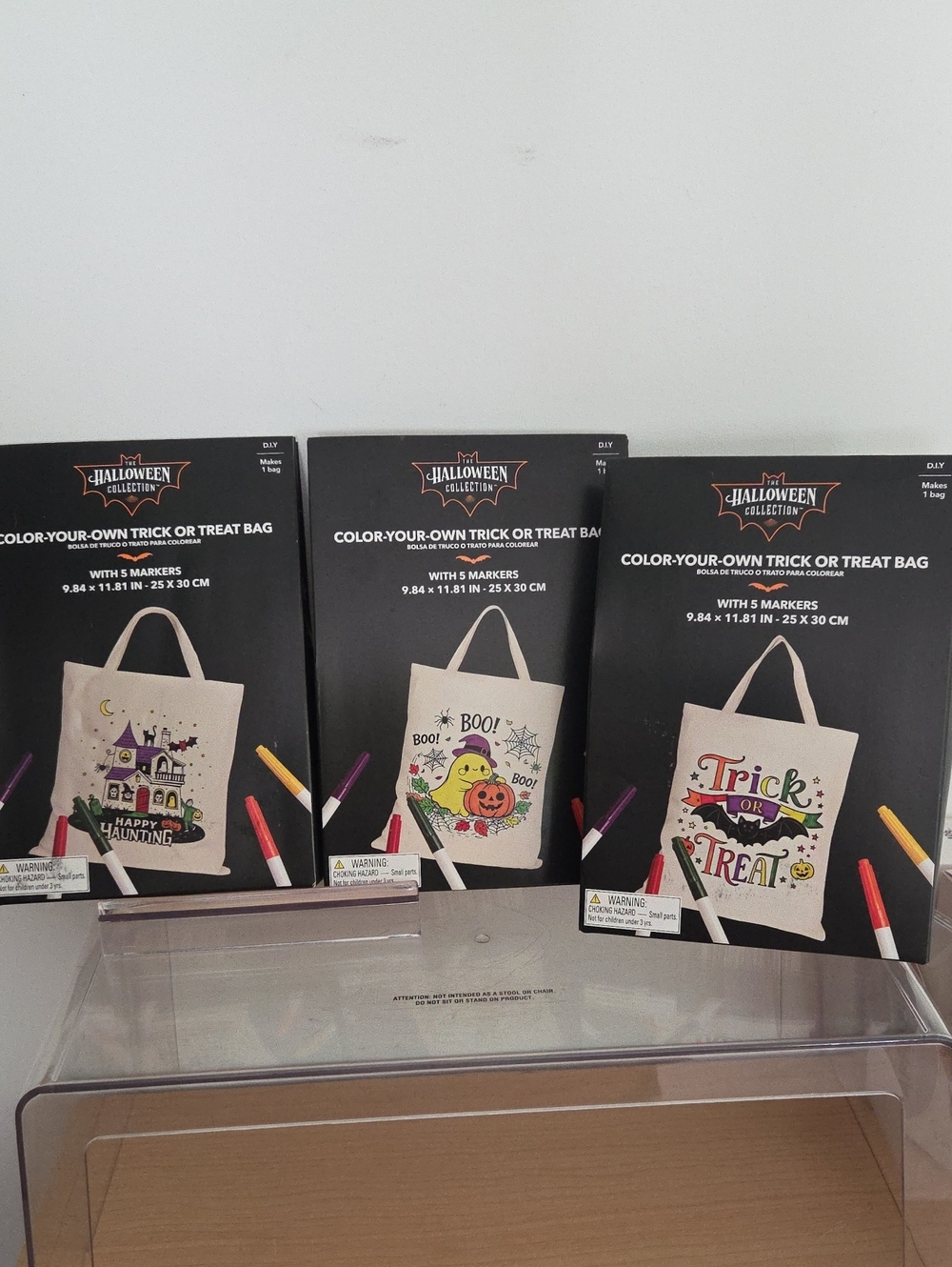 Color-Your-Own Trick or Treat Bag - Cream, NIB 3 Designs